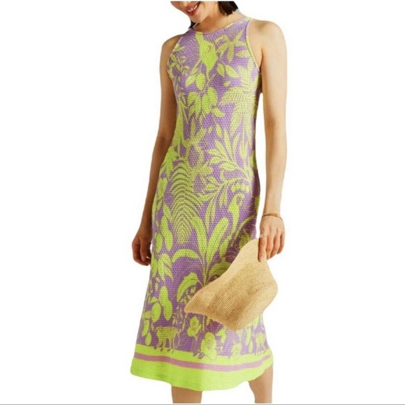 FARM Rio Dresses & Skirts - FARM Rio for Anthropologie tropical knit midi bodycon neon dress M